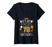 Womens It's My Uncle's 70th Birthday Happy Birthday 70 Years Old V-Neck T-Shirt
