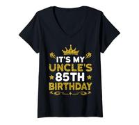 Womens It's My Uncle's 85th Birthday Happy Birthday 85 Years Old V-Neck T-Shirt