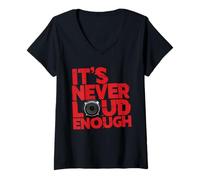 Women's It's Never Loud Enough, Car Stereo Tuning Bass Subwoofer V-Neck T-Shirt
