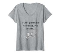 Womens It's Not A Hobby It's A Post-Apocalyptic Life Skill Knitting V-Neck T-Shirt