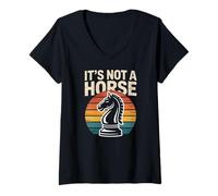Women's Its Not A Horse Chess Knight Retro Vintage V-Neck T-Shirt