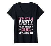 Womens It's Not a Party Until a New Jersey Girl Walks in,Proud Girl V-Neck T-Shirt