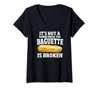 Womens It's Not a Party Until the Baguette is Broken Funny French V-Neck T-Shirt