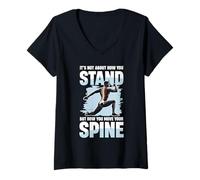 Womens It's Not About How You Stand Spine Move V-Neck T-Shirt