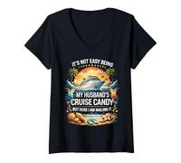 Women's It's Not Easy Being My Husband's Cruise Candy Couples Cruise V-Neck T-Shirt
