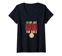 Women's Its Not Just Baseball for Girls Softball Mom Pride V-Neck T-Shirt