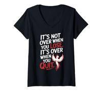 Womens It's Not Over When You Lose Never Give Fitness Up Motivation V-Neck T-Shirt