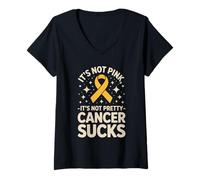 Womens It's Not Pink It's Not Pretty Cancer Sucks V-Neck T-Shirt