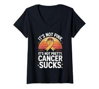Womens It's Not Pink It's Not Pretty Cancer Sucks V-Neck T-Shirt