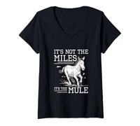 Womens It's Not The Miles It's The Mule Funny Pack Burro Racing Fan V-Neck T-Shirt