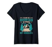 Womens It's Not The Mountain We Conquer But Ourselves V-Neck T-Shirt