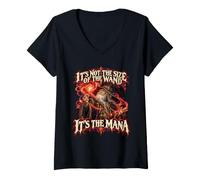 Women's It's Not The Size of The Wand Funny Wizard Magic Mana V-Neck T-Shirt