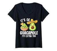 Women's It's OK Guacamole I'm Extra Too Funny Avocado Pun V-Neck T-Shirt