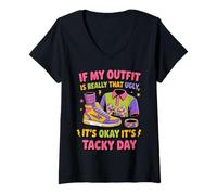 Women's It's Okay It's Tacky Day Summer Wacky Mismatch Day Tacky Day V-Neck T-Shirt