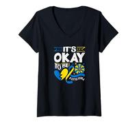 Womens It's Okay to Be Little Extra Down Syndrome Awareness V-Neck T-Shirt