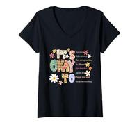 Womens It's Okay to Start Over Make Mistakes Boho Floral Women Men V-Neck T-Shirt