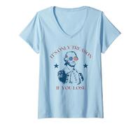 Womens It's Only Treason If You Lose Washington 4th Of July America V-Neck T-Shirt