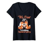 Women's Its Our 31st Wedding Anniversary Cute Fox Couple Together V-Neck T-Shirt