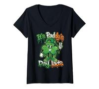 Women's Its Paddys Day Lads Drip Shamrock Streetwear V-Neck T-Shirt