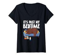 Women's Its Past My Bedtime Bear V-Neck T-Shirt