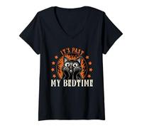 Womens It's Past My Bedtime | Funny Sleepy Cat Meme Ironic V-Neck T-Shirt