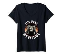 Womens It's Past My Bedtime | Funny Sleepy Cat Meme Ironic V-Neck T-Shirt