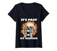 Womens It's Past My Bedtime | Funny Sleepy Skeleton Meme Ironic V-Neck T-Shirt