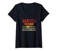 Womens It's Rude To Stare Funny Workout - V-Neck T-Shirt
