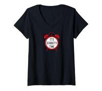 Womens It's Sobriety Time - Sobriety Gifts for Men and Women V-Neck T-Shirt