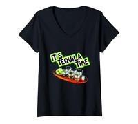Women's It's Tequila Time Funny Party Drinking Alcohol V-Neck T-Shirt