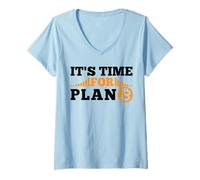 Womens It's Time for Plan B Crypto Cryptocurrency BTC Bitcoin V-Neck T-Shirt