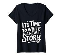Womens It's Time To Write A New Story Author Write Productive |---- V-Neck T-Shirt