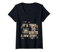 Women's It's Time to Write A New Story Author Write Productive - V-Neck T-Shirt