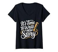 Womens It's Time to Write A New Story - V-Neck T-Shirt