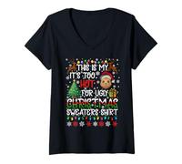 Womens It's Too Hot for Ugly Christmas Sweaters Quokka Animal V-Neck T-Shirt