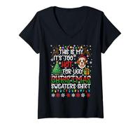 Womens It's Too Hot for Ugly Christmas Sweaters Saint Bernard Dog V-Neck T-Shirt