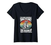 Women's I've Done Horrible Things for Money Funny Work Office Humor V-Neck T-Shirt