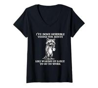 Women's I've Done Horrible Things for Money Funny Work Office Humor V-Neck T-Shirt