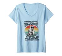 Women's I've Done Horrible Things for Money Funny Work Office Humor V-Neck T-Shirt