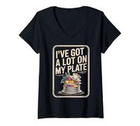 Womens I've Got A Lot On My Plate Overwhelmed Busy Productive |-- V-Neck T-Shirt
