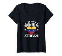 Women's I've Got A Venezuelan Attitude Funny Venezuela V-Neck T-Shirt