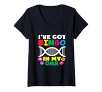 Womens I've Got Bingo In My DNA Bingo Player Fun V-Neck T-Shirt