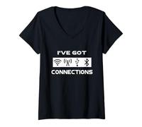 Women's I've Got Connections Funny Tech Savvy Geek Engineer V-Neck T-Shirt