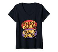 Womens I've Got Issues The Comic Book Kind Collector V-Neck T-Shirt