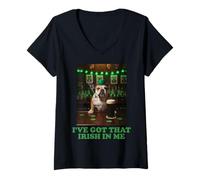 Women's I've Got that Irish in Me Smoking Bulldog St Patricks Day V-Neck T-Shirt