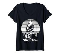 Womens I've Got The Munchies Shark Humor V-Neck T-Shirt