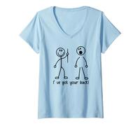 Women's I've got Your Back Funny tee Stick Figures Physiotherapist g V-Neck T-Shirt