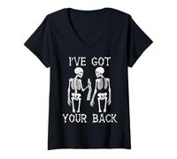 Womens i've got your back skeleton halloween Skull Men and Women V-Neck T-Shirt