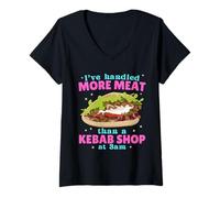 Womens I've Handled More Meat Than A Kebab Shop At 3am Rude Adult V-Neck T-Shirt