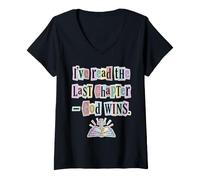 Women's I've Read The Last Chapter God Wins Christian Faith V-Neck T-Shirt